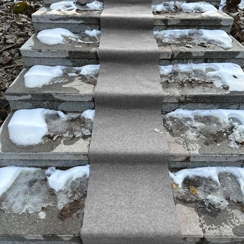 Prriudy 16x118" No-Slip Ice & Snow Carpet Mats, Felt Carpet Anti-Slip Mat for Winter Walkways, Front Door, Stairs, Porch, Outdoor, Garden, Patio, Safe Walking (2 Pack, Grey)