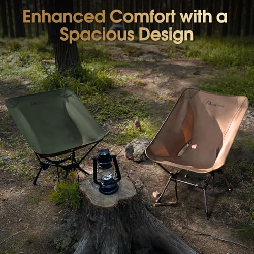 MOON LENCE High Back Folding Camping Chairs, Height-Adjustable, Widened Seat, for Beach with Anti-Sinking Feet (Green-Plus) - color: Green-plus
