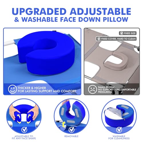 Wheel-To-Go Oversized Tanning Chair with Face Hole & Wheels | Portable Heavy Duty Folding Lounge Chair | Outside Sunbathing Reading Relaxing Beach Poolside Lawn | XL Wide | 330 LBS (Patent Design) - color: Royal Blue, style: Oversized + Sun Canopy Style