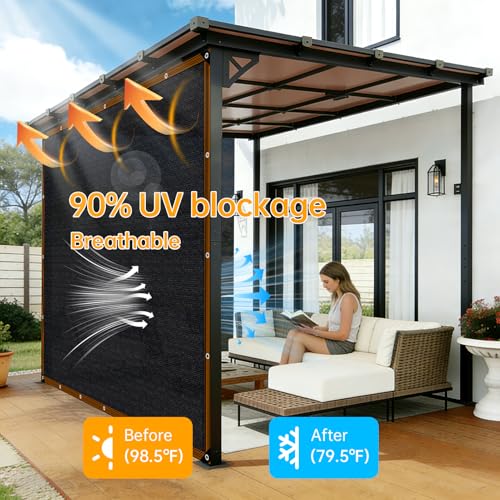 Shade-Cloth 85-90% for Garden Greenhouse Plants 10x14 FT, Black Sun-Block Shade Cover Mesh Tarp with Grommets Sun Shade Canopy for Outdoor Pergola Patio Flower Lawn Kennel Chicken Coop - size: 10x14 Ft