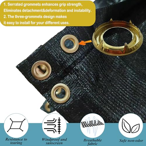 90% Black Sun Shade Cloth 12x20 ft - Fence Privacy Screen, Breathable Mesh Tarp & Serrated Grommets for Garden Plants Outdoor, Patio Pergola, Porch Cover, Chicken Coop & Dog Kennel - size: 12x20 ft