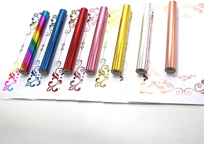 7PCS Toner Reactive Foil Roll,Use with Laminator Laser Printer,Paper Holographic Heat Transfer Crafts Foil Roll for Scrapbooking Crafting Cardstock Hot Stamping Holographic Heat Transfer DIY Crafts