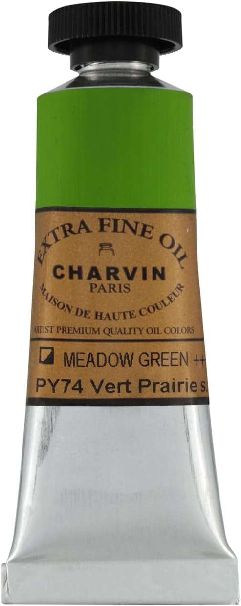 Charvin Extra Fine Oil Paint, Meadow Green 20 ml - Triple-Milled, Rich Texture, Poppy Oil-Based, Light-Fast, Handmade, Archival Quality
