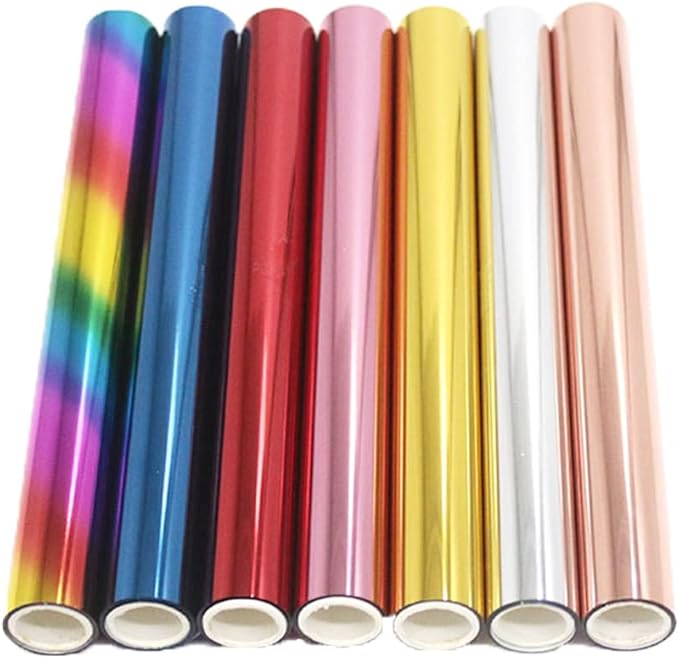 7PCS Toner Reactive Foil Roll,Use with Laminator Laser Printer,Paper Holographic Heat Transfer Crafts Foil Roll for Scrapbooking Crafting Cardstock Hot Stamping Holographic Heat Transfer DIY Crafts