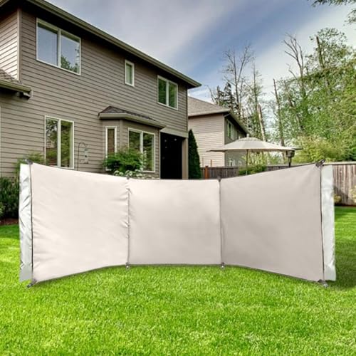 Wind Screen 98x28in Foldable Wind Blocker 210d Silver Coating Camping Windbreaks with Grommet 3 Panel Screen for Outdoor Beach Lawn Privacy Blocker Camping Windbreaks