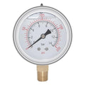 Joywayus Pressure Gauge 0-200 PSI Brass 1/4" NPT Male Thread Lower Mount, Glycerin Filled, Stainless Steel Case, Multiple Function