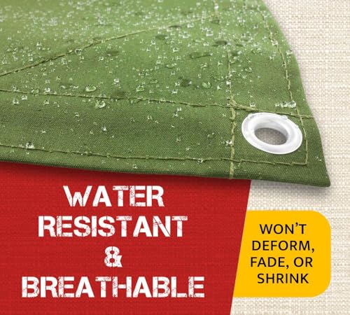 Mytee Products (4 Pack) 6' x 8' Green Canvas Tarp 12oz Heavy Duty Water Resistant - color: Green (4 Pcs), size: 6' x 8'