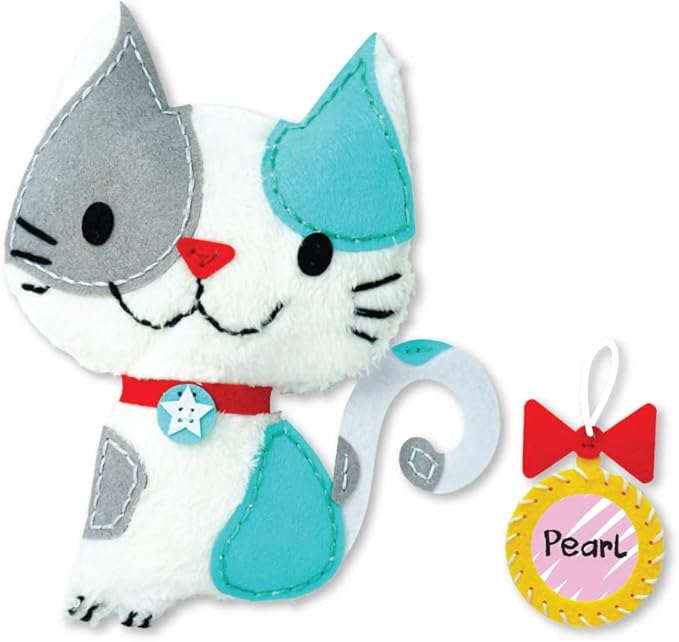 C.S. Kids Magic World DIY Personalised Sewing Kit - Kitten |Frist Sewing Arts & Crafts Gifts | Educational Sewing Kit for Kids | Sew Your Own (Safety Needle & Instruction Included)