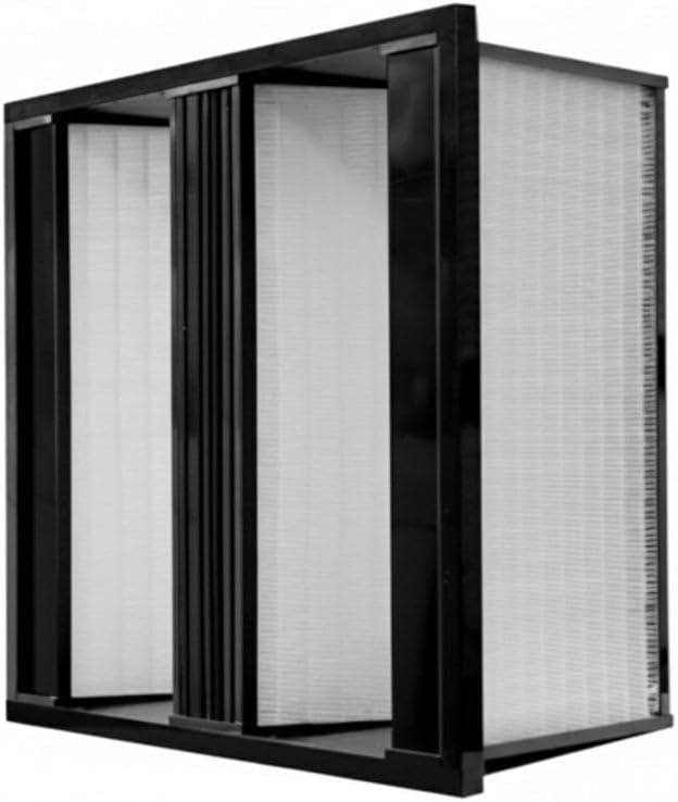 Synthetic Mini Pleat Rigid V-Bank Air Filter 24x24x12 (4V) – MERV 15 ASHRAE 52.2 High-Efficiency HVAC Filter for Commercial, Industrial, Hopsitals & Cleanroom Use