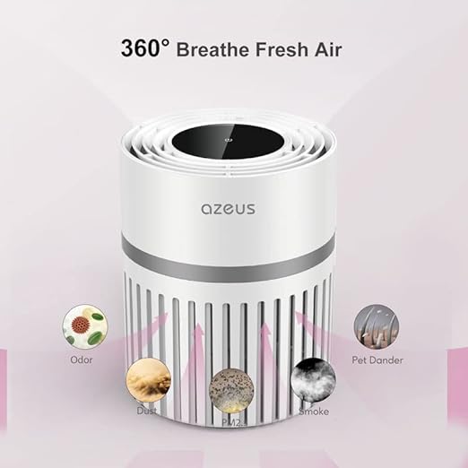 Azeus Air Purifier for Large Room With High CARD Rate, Portable Desktop Air Purifier With H13 True HEPA Filter and 3 Modes for Travelling Small Room, Bedroom, Home,Office