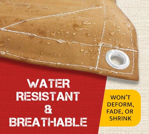Mytee Products (8 Pack) 6' x 8' Tan Canvas Tarp 12oz Heavy Duty Water Resistant - color: Tan (8 Pcs), size: 6' x 8'