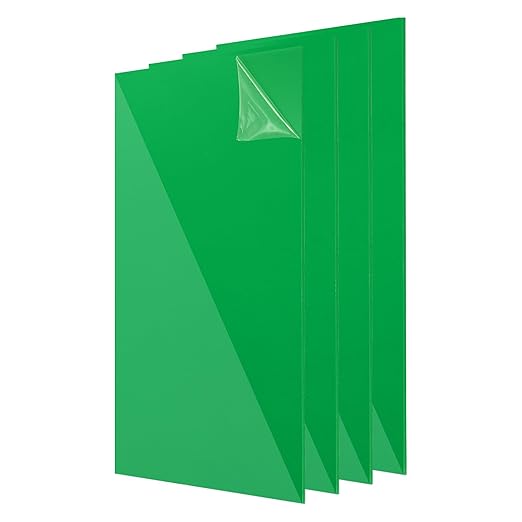 uxcell 4Pcs Acrylic Sheets 12x6 Inch Acrylic Panel 1/8 Inch-3mm Plastic Board for Picture Frames Sign Holders DIY Display Projects Craft, Clear Green