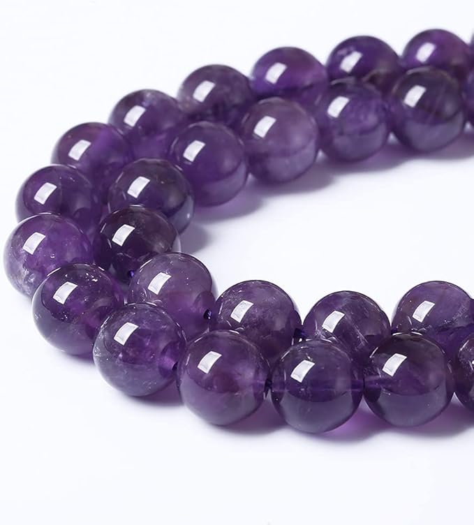 72PCS 10mm Natural Amethyst AAAAA Purple Crystal Quartz Beads Gemstones Round Stone Beads for Jewelry Making DIY Bracelet Necklace 2 Strand 32"