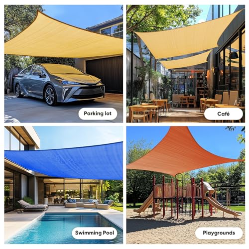 Quictent 12x16ft Rectangular Sun Shade Sail 185G HDPE Canopy 98% UV Block Outdoor Patio Garden Commercial Deck with Hardware Kit - color: Gray, size: 12 x 16 ft, style: Rectangle