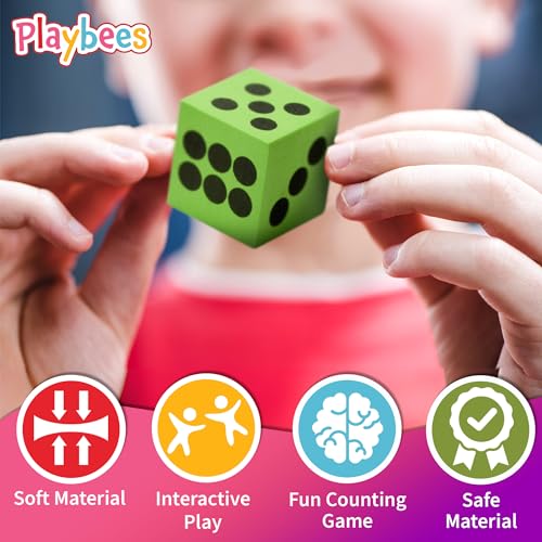 Neon Big Foam Dice Set - 12-Pack, Jumbo, and Colorful Dice for Kids - Ideal for Boosting Math Skills, Great Gifts, and Party Fun - style: 12 Pack