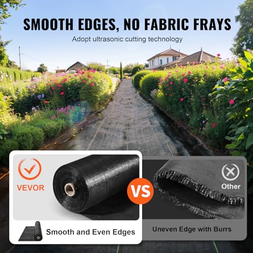 VEVOR Weed Barrier Landscape Fabric, 3x300 FT Heavy Duty Garden Weed Fabric, 3.2Oz Woven Weed Control Fabric, Weed Blocker Mat, Easy Setup, Durable PP Gardening Fabric for Driveway Ground Cover, Black - size: 3FT*300FT-3.2OZ