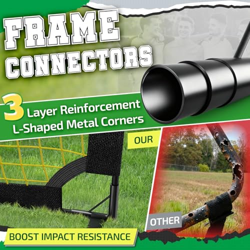 Happy Jump 7x5 FT & 5x3.6 FT Portable Soccer Goal for Youth Players Ages 6–14, Large-Frame Design Built for Long-Term Development, Easy Setup for Backyard, Park or School Training - style: Black Yellow-7x5 FT