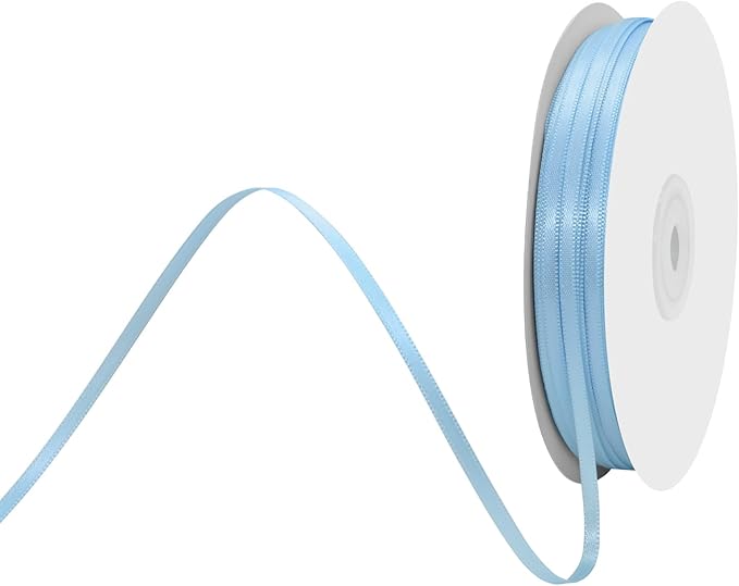 1/8 Inch X 100 Yards Dusty Blue Satin Thin Ribbon Solid Color Double Faced Ribbons Perfect for Crafts Wedding Decor Bow Making Arts Sewing and More