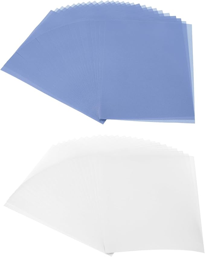 PATIKIL 60 Sheets Vellum Paper 8.5x11inches, Printable Translucent Paper 100GSM Colored for Invitations Laser Inkjet Printing Card Making Crafting Wedding Tracing, Blue/White