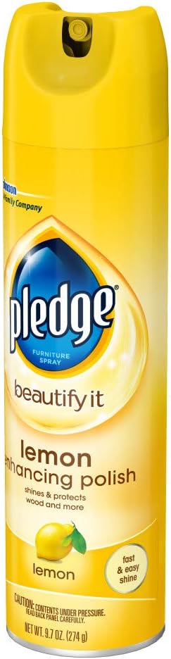 Pledge Multisurface Furniture Polish Spray, Works on Wood, Granite, and Leather, Shines and Protects, Lemon, 9.7 oz (Pack of 2)
