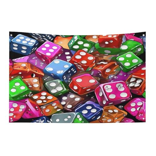 Heavy Duty Weather Resistant Polyester Flags 35x59 In, 4 Sizes Garden Flags for Outside, Games Dice Set Party Banner, Yard Decoration for Outdoor Patio, Entrance & Events - size: 35x59 Inch