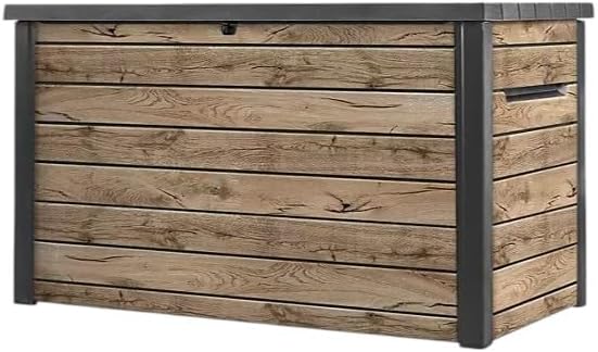 230-Gallon XXL Deck Storage Box Outdoor Patio Container (Ash Wood Brown)