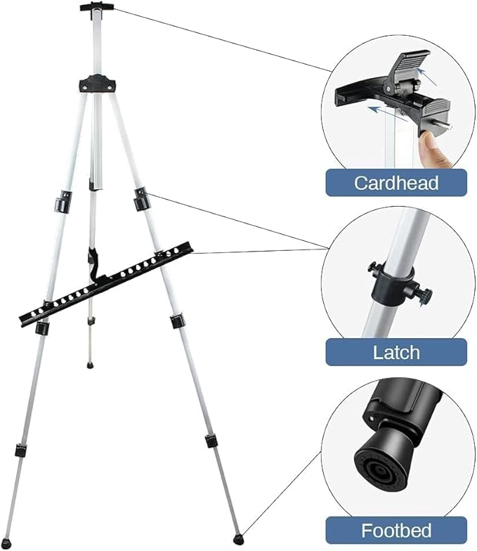 RRFTOK Art Painting Artist Easel Stand,Aluminum Metal Tripod Adjustable Easels for Painter Canvases Height from 17 to 66 Inch - Carry Bag for Table-Top/Floor Drawing and Displaying 2-Pack.