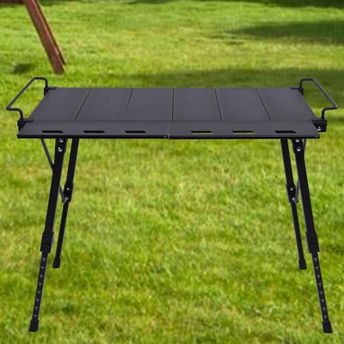 Aircity Folding Camping Table, Portable Folding Aluminum Table with Adjustable Height for BBQ, Camping, Picnic, Beach, Travel, and Outdoor Cooking