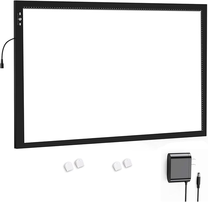 HSK A1 62 * 88CM Artist Light Box Light Pad Aluminium Frame Super Thin 6.6mm Touch Lock/Unlock Dimmer Button 20W Super Bright LED 5000 lux with 24V 1A Adapter