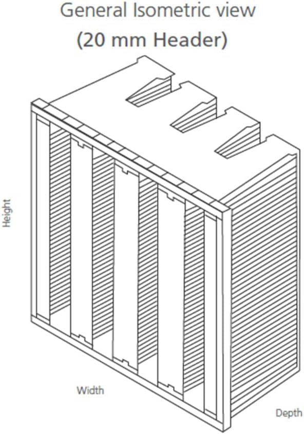 Mini Pleat Rigid Microglass V-Bank Air Filter 24x20x12 (4V) MERV 11 ASHRAE 52.2 High-Efficiency HVAC Filter for Commercial, Industrial, Hopsitals & Cleanroom Use
