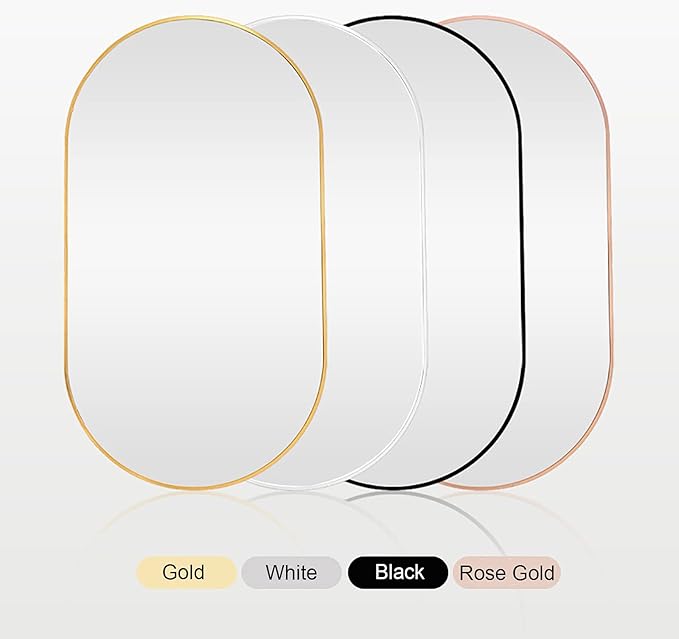 Oval LED Illuminated Bathroom Mirror, Wall-mounted Vanity Makeup Mirror with Demister Pad, 3 Dimmable Color Temperatures & Touch Control, Metal Frame Anti-Fog Lighted Wall Mirror ( Color : Golden Fram