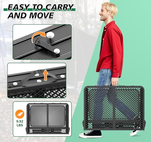 Folding Camping Table with 2 Extra Desktop, Height Adjustable Portable Grill Table, Metal Outdoor Grill Table for Outside, Camping Cooking Tables for Picnic, BBQ, 53.14 x 26.6 x 23.6 inches Large Size - style: 26.6"H Grill Table