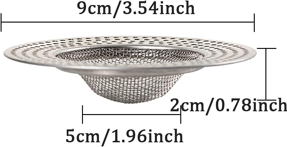 2pcs Heavy Duty Stainless Steel Slop Basket Filter Trap,3.54" Top / 1.65" Mesh Metal Sink Strainer,Perfect for Kitchen Sink/Bathroom Bathtub Wash Basin Floor Drain Balcony Drain Hole,Utility