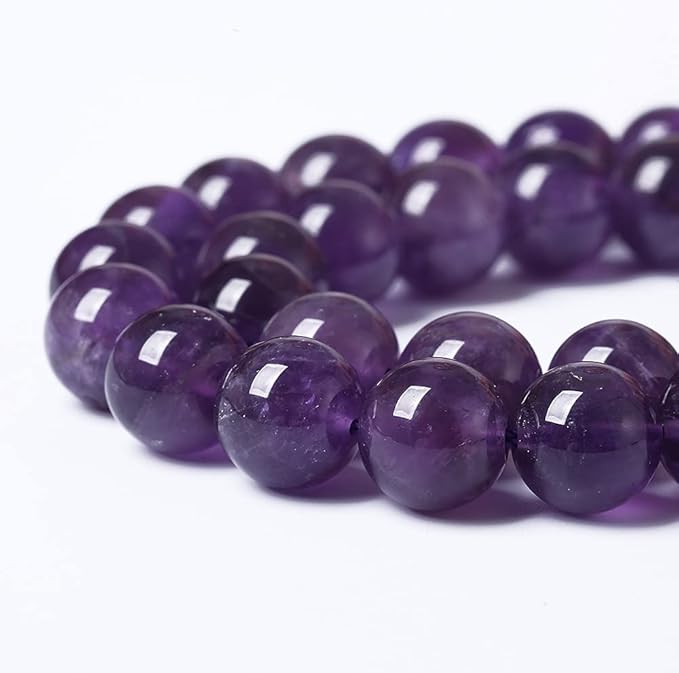 12mm 32pcs Natural Amethyst AAAAA Purple Crystal Quartz Beads Gemstones Round Stone Beads for Jewelry Making DIY Women's Bracelet Necklace Earrings