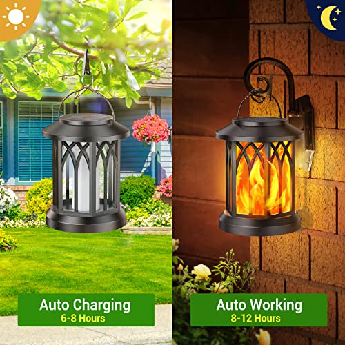 KOOPER 4 Pack Solar Lantern Outdoor Lights, Upgraded Flickering Flame Solar Lanterns Lights Outdoor Waterproof, Hanging Lantern Decorative, Solar Powered Lanterns for Yard Patio Path Tree Garden Decor - style: 4 Pack