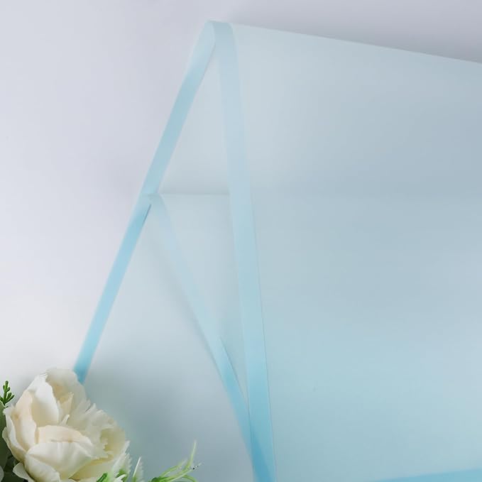 FUHITIM 20 Sheets Flower Wrapping Paper - Waterproof Floral Bouquet Packaging Paper for DIY Crafts，Florist Supplies Packaging Paper for Wedding Birthday Gift (Translucent Light Blue)