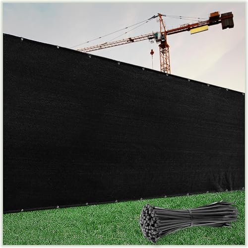 ColourTree 4' x 20' Black Fence Privacy Screen Windscreen Cover Fabric Shade Netting Mesh Cloth - Commercial Grade 170 GSM - Cable Zip Ties Included - We Make Custom Size - color: Black 2nd Generation, size: 0 4' x 2 0'