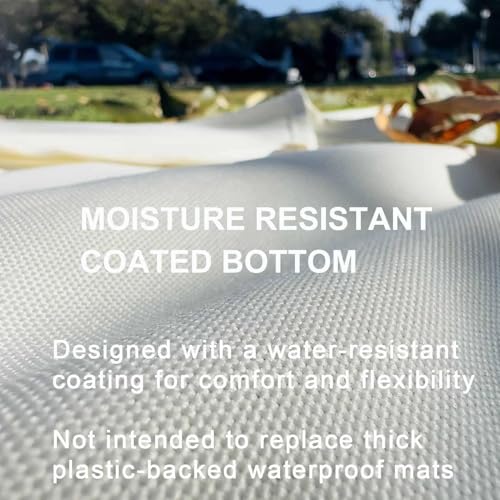 Kids Picnic Blanket, Kids Beach Mat – Medium 4’9” × 3’3” Compact Canvas, Easy to Fold & Carry - color: Creamy White + Mist Strap, size: 4'9" x 3'3"