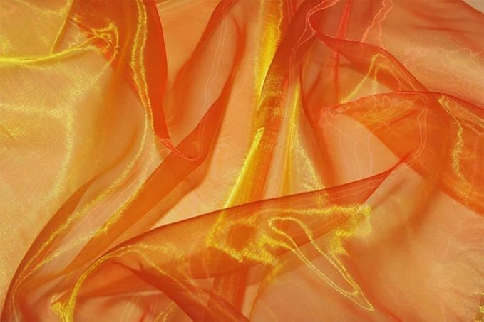 Organza Fabric 5 Yard Bridal Solid Sheer Organza Fabric Bolt for Wedding Dress, Fashion, Crafts, Decorations Silky Shiny Organza 44" - (5 Yard, Orange)