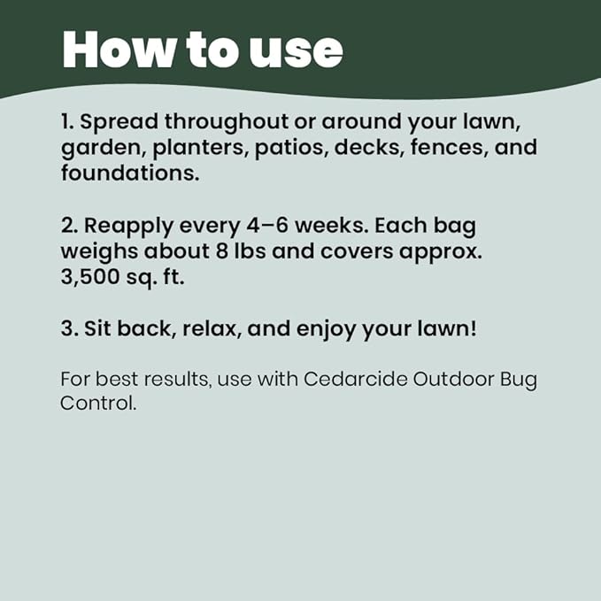 Cedarcide Lawn, Home & Garden Cedar Granules | Repels Fleas, Ticks, Ants & Mosquitoes | Smells Great, Easy to Use | Family & Pet Safe | 2 Bags (16 Lbs)