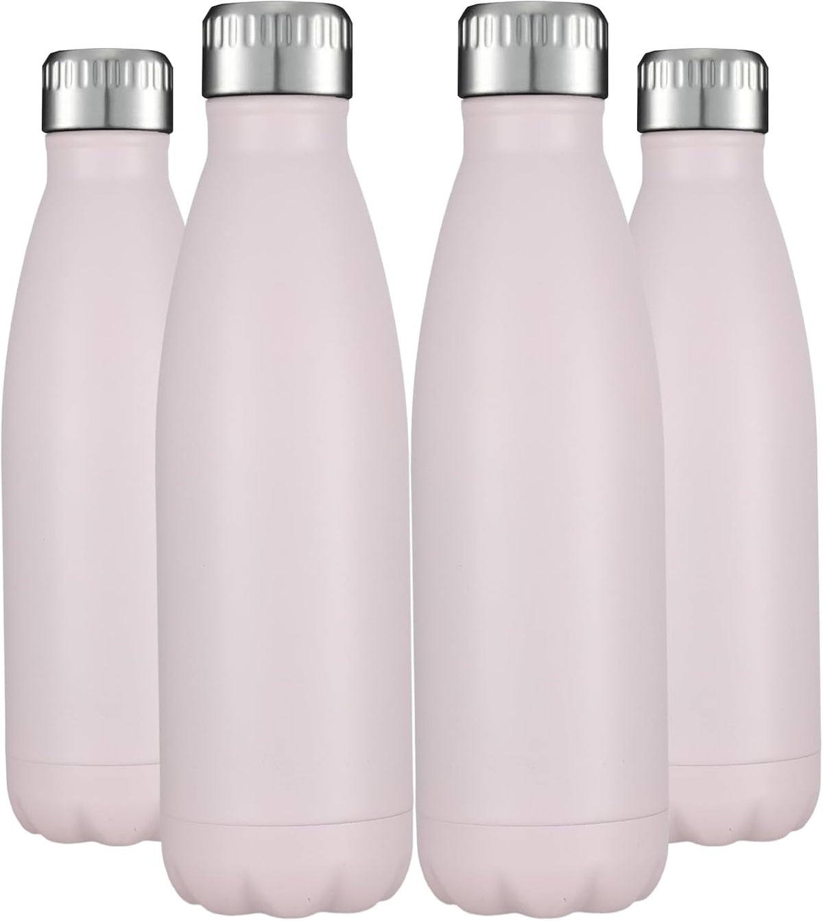 HASLE OUTFITTERS 17oz Stainless Steel Water Bottles Bulk, Vacuum Insulated Water Bottles Double Walled Powder Coated Reusable Metal Sports Water Bottles Keep Drinks Hot and Cold,Pink,4Packs