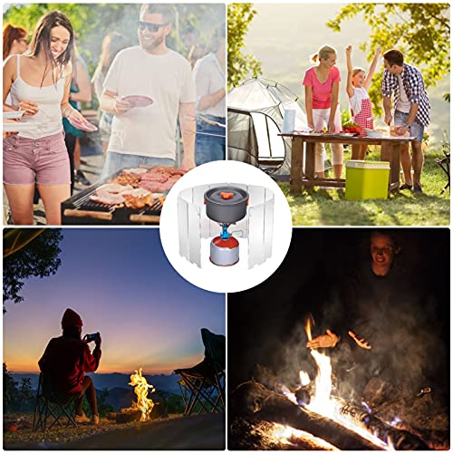 Camp Stove Windscreen, 10 Plates Lightweight Camping Stove Windshield Folding Outdoor Picnic Cooker Wind Screen for Camping Burner, Backpacking, Butane, Alcohol Stoves Wind Shield - size: 10 Plates Windscreen