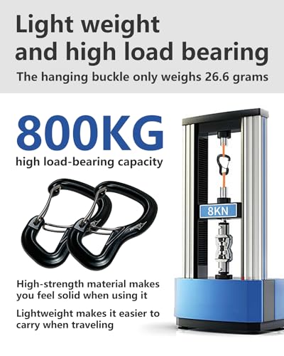Heavy Duty Carabiner Clip Hook 8KN (1763 lbs), 2 PCS Ultra-Light Aluminum Caribeaners with Double Door D Ring Shape, for Hammock, Camping, Hiking, Backpacking, Dog Leash, Keychain Clip - style: 1#Black-2pc