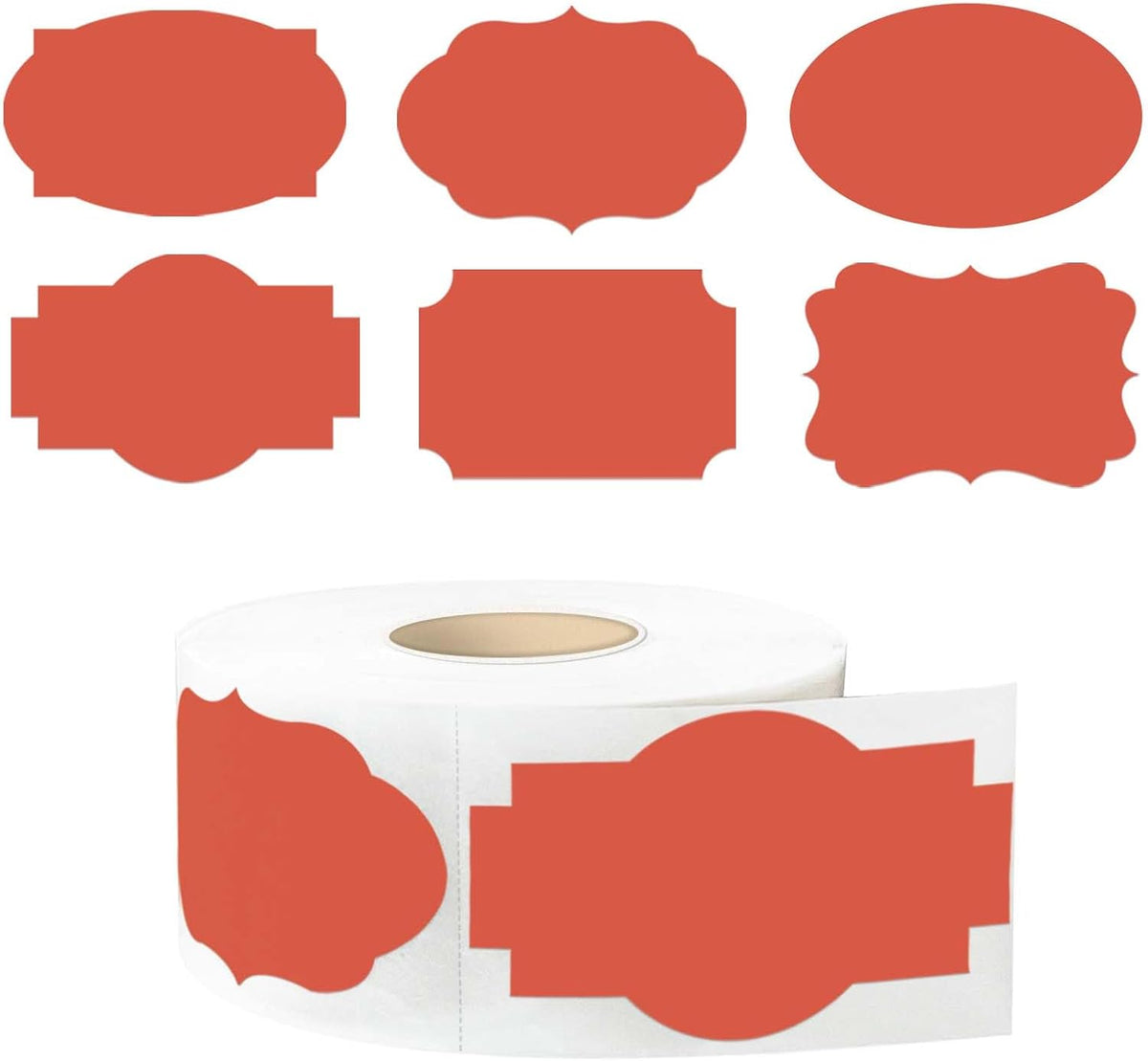 350 PCS Gift Tags Stickers Name Labels Stickers,2" x 1.2" Fancy Shape Stickers Self-Adhesive Handmade Bottle All-Purpose Jar Labels for Presents Cosmetic Decoration Jars Food Craft (Red)