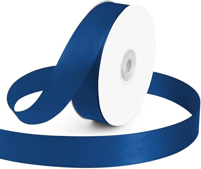 KMER LIFE 1 inch Wide x 50 Yards Navy Blue Single Faced Polyester Satin Ribbon, Navy Blue Satin Ribbon Perfect for Wedding Decor, Wreath, Crafts, Gift Wrapping & Other Projects (Navy Blue)