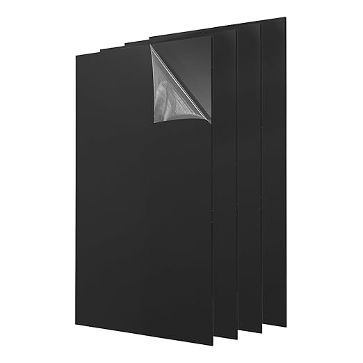 uxcell 4Pcs Acrylic Sheets 12x8 Inch Acrylic Panel 1/8 Inch-3mm Plastic Board for Picture Frames Sign Holders DIY Display Projects Craft, Black