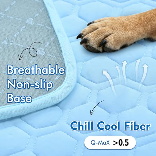 SISROL Cooling Mat for Dogs & Cats, Q-Max>0.5 Arc-Chill Fabric Washable Non-Slip Pet Cooling Pad, Thickened Portable Cooling Bed Mats for Indoor & Outdoor, Small Medium Large Pets - size: Small