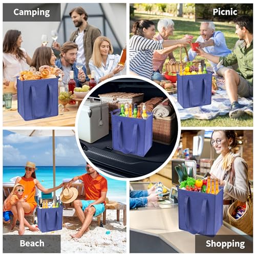 Insulated Grocery Bags with Zippered top Frozen Food Shopping Groceries Travel Insulated Tote Cooler Thermal Bags - color: Mixed