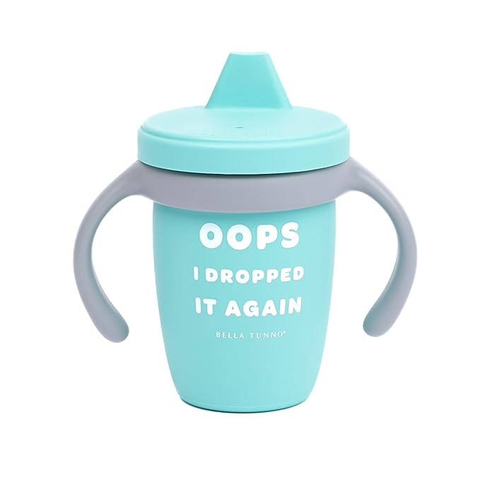 Bella Tunno Sippy Cup, Silicone Training Cup with Transition Handles for Infants, Toddlers & Kids, Babies 6-12 Months & Toddlers 1-3 Years, Boys & Girls, Oops I Dropped It Again, 8 oz