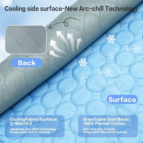 SISROL Cooling Mat for Dogs & Cats, Q-Max>0.4 Chill Fiber Pet Cooling Pad, Washable Non-Slip Non-Toxic Portable Cooling Bed for Small Medium Large Pets, Indoor & Outdoor Use - size: X-Large (59"x40")